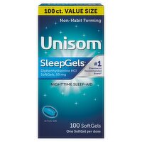 Unisom SleepGels Nighttime Sleep-Aid SoftGels, 50 mg, 100 count