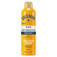 Gold Bond Aloe & Ginger Root Extract Fresh Scent No Mess Body Powder Spray, 7 oz, 7 Ounce