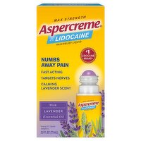 Aspercreme Max Strength with 4% Lidocaine with Lavender Essential Oil Pain Relief Liquid, 2.5 fl oz