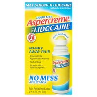 Aspercreme Odor Free with 4% Lidocaine Pain Relieving Liquid, 2.5 fl oz