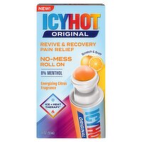 Icy Hot Original Energizing Citrus Fragrance Revive & Recovery Pain Relief No-Mess Roll On, 2 fl oz