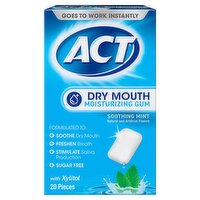 ACT Soothing Mint Dry Mouth Moisturizing Gum, 20 count