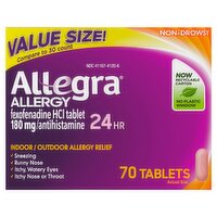 Allegra 24hr Non-Drowsy Allergy Tablets Value Size!, 180 mg, 70 count