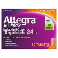 Allegra 24Hr Non-Drowsy Allergy Relief Tablets, 30 count, 30 Each