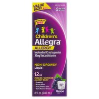 Allegra Children's Allergy 12hr Grape Flavor Non-Drowsy Liquid Value Size, 2 Years & Older, 8 fl oz