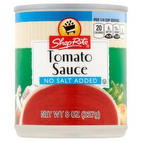 ShopRite No Salt Added Tomato Sauce, 8 oz