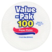 9 Inch Paper Plates Value-Pak, 100 count