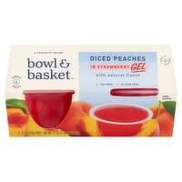 Bowl & Basket Diced Peaches in Strawberry Gel, 4.3 oz, 4 count, 17.2 Ounce