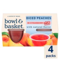 Bowl & Basket Diced Peaches in Strawberry Gel, 4.3 oz, 4 count