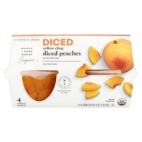 Wholesome Pantry Organic Yellow Cling Diced Peaches, 4 oz, 4 count