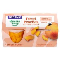 Wholesome Pantry Organic Yellow Cling Diced Peaches, 4 oz, 4 count