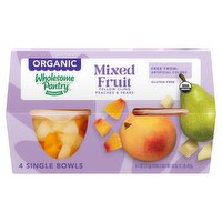 Wholesome Pantry Organic Yellow Cling Peaches & Pears Mixed Fruit, 4 oz, 4 count