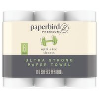 Paperbird Premium Opti-Size Sheets Ultra Strong Paper Towel, 110 sheets per roll, 6 count