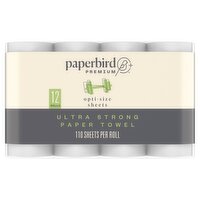 Paperbird Premium Opti-Size Sheets Ultra Strong Paper Towel, 110 sheets per roll, 12 count