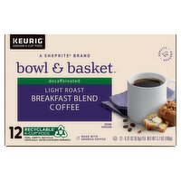 Bowl & Basket Decaffeinated Light Roast Breakfast Blend Coffee K-Cup Pods, 0.31 oz, 12 count