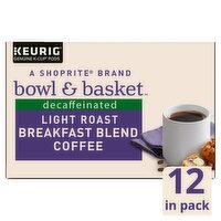 Bowl & Basket Decaffeinated Light Roast Breakfast Blend Coffee K-Cup Pods, 0.31 oz, 12 count, 3.7 Ounce