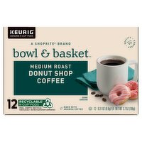 Bowl & Basket Medium Roast Donut Shop Coffee K-Cup Pods, 0.31 oz, 12 count