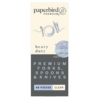 Paperbird Premium Heavy Duty Clear Forks, Spoons & Knives, 48 count, 48 Each