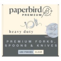 Paperbird Premium Heavy Duty Clear Forks, Spoons & Knives, 192 count