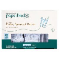 Paperbird White Everyday Forks, Spoons & Knives, 288 count