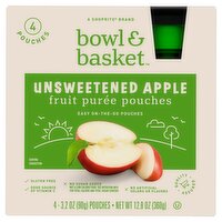 Bowl & Basket Unsweetened Apple Fruit Purée Pouches, 3.2 oz, 4 count