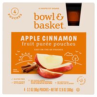 Bowl & Basket Apple Cinnamon Fruit Purée Pouches, 3.2 oz, 4 count, 12.8 Ounce