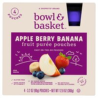 Bowl & Basket Apple Berry Banana Fruit Purée Pouches, 3.2 oz, 4 count