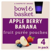 Bowl & Basket Apple Berry Banana Fruit Purée Pouches, 3.2 oz, 4 count, 12.8 Ounce