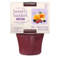 Bowl & Basket Apple Berry Fruit Cup Baby Food, 6+ Months, 4 oz, 2 count, 8 Ounce