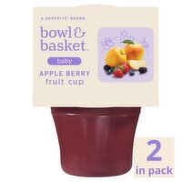 Bowl & Basket Apple Berry Fruit Cup Baby Food, 6+ Months, 4 oz, 2 count, 8 Ounce