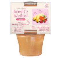 Bowl & Basket Apple, Banana, Strawberry Fruit Cup Baby Food, 6+ Months, 4 oz, 2 count, 8 Ounce