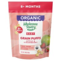 Wholesome Pantry Organic Apple & Strawberry Grain Puffs Baby Food, 8+ Months, 1.48 oz