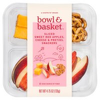 Bowl & Basket Sliced Sweet Red Apples, Cheese & Pretzel Snackers, 4.75 oz, 4.75 Ounce