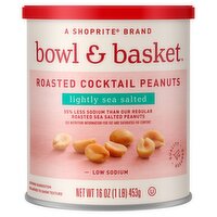 Bowl & Basket Low Sodium Lightly Sea Salted Roasted Cocktail Peanuts, 16 oz, 16 Ounce