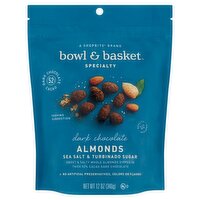 Bowl & Basket Specialty Sea Salt & Turbinado Sugar Dark Chocolate Almonds, 12 oz