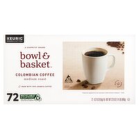 Bowl & Basket Medium Roast Colombian Coffee K-Cup Pods Value Size, 0.31 oz, 72 count