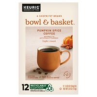 Bowl & Basket Light Roast Pumpkin Spice Coffee K-Cup Pods Limited Edition, 0.33 oz, 12 count