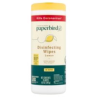 Paperbird Lemon Disinfecting Wipes, 35 count, 8.8 oz, 35 Each