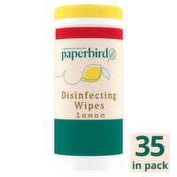 Paperbird Lemon Disinfecting Wipes, 35 count, 8.8 oz, 35 Each