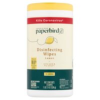 Paperbird Lemon Disinfecting Wipes, 75 count, 1 lb 2.8 oz, 75 Each