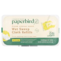 Paperbird Fresh Citrus Scent Wet Sweep Cloth Refills, 24 count, 24 Each