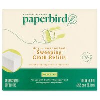 Paperbird Dry Unscented Sweeping Cloth Refills, 40 count