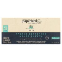 Paperbird Premium Fresh Fabric Softening Dryer Sheets, 200 count, 200 Each