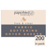 Paperbird Premium Free & Clear Fabric Softening Dryer Sheets, 200 count