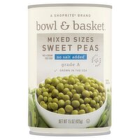 Bowl & Basket No Salt Added Mixed Sizes Sweet Peas, 15 oz, 15 Ounce