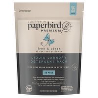 Paperbird Premium Free & Clear Liquid Laundry Detergent Pacs, 35 count, 22.2 oz