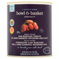 Bowl & Basket Specialty Whole Peeled San Marzano Tomato in Tomato Juice with Basil, 28 oz, 28 Ounce