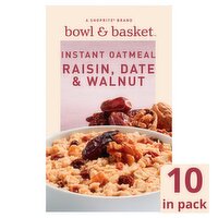 Bowl & Basket Raisin, Date & Walnut Instant Oatmeal, 1.30 oz, 10 count