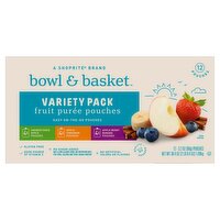 Bowl & Basket Fruit Purée Pouches Variety Pack, 3.2 oz,12 count, 38.4 Ounce