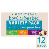 Bowl & Basket Fruit Purée Pouches Variety Pack, 3.2 oz,12 count, 38.4 Ounce
